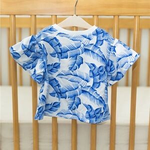 Janie and Jack Blue and White Short Sleeve Tee